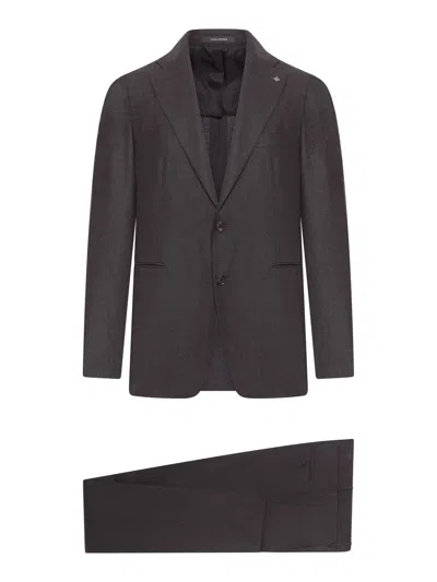 Tagliatore Single-breasted Wool Suit In Brown