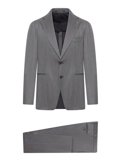 Tagliatore Single-breasted Wool Suit In Black