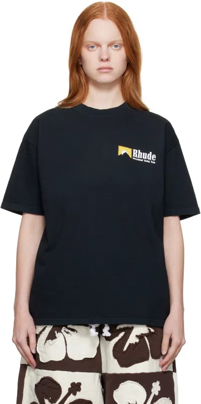 Rhude Black 'international Racing' Logo T-shirt