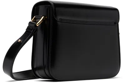 Apc A.p.c. Compact Black Calf Leather Shoulder Bag With Adjustable Strap In Black