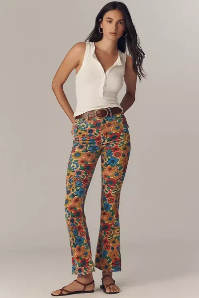 Mother High Waisted Weekender Skimp Corduroy Jeans Track And Flower Fields In Multi