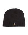 Polo Ralph Lauren Men's Signature Cuff Logo Beanie Hat In Polo Black
