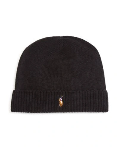 Shop Polo Ralph Lauren Lux Merino Cuff Hat In Polo Black