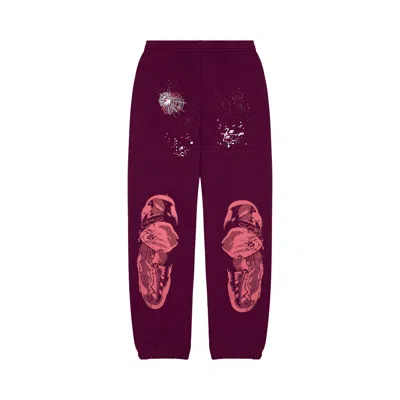 Pre-owned Sp5der Nocturnal Highway Sweatpant 'burgundy' | Red | Men's Size M