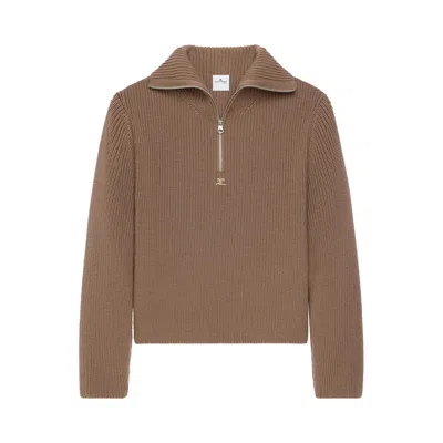 Pre-owned Courrèges Ribbed Wool Trucker Sweater 'mocha' | Brown | Men's Size L