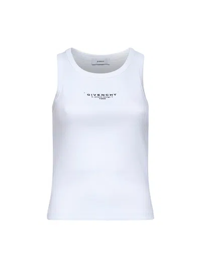 Givenchy Women Slim Tank Top With Logo Print In White