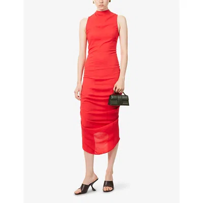 Jacquemus Red High Neck Sleeveless Midi Dress In Red