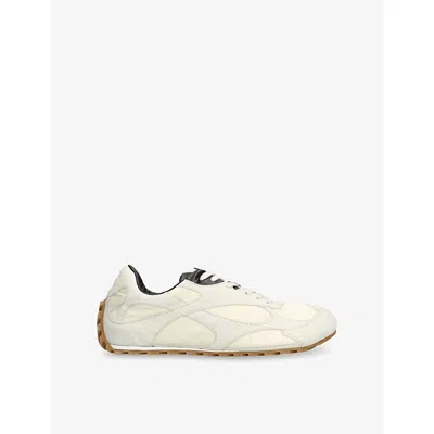 Bottega Veneta Men Sea Salt Suede And Nylon Orbit Flash Sneakers In Multi