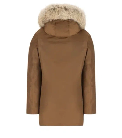 Woolrich Arctic Parka With Removable Brown Fur In Brown