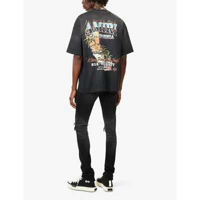 Amiri Sunny Place Logo-print Cotton-blend Jersey T-shirt In Black