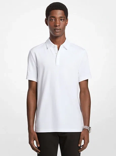 Michael Kors Cotton And Mesh Collar Polo Shirt In White