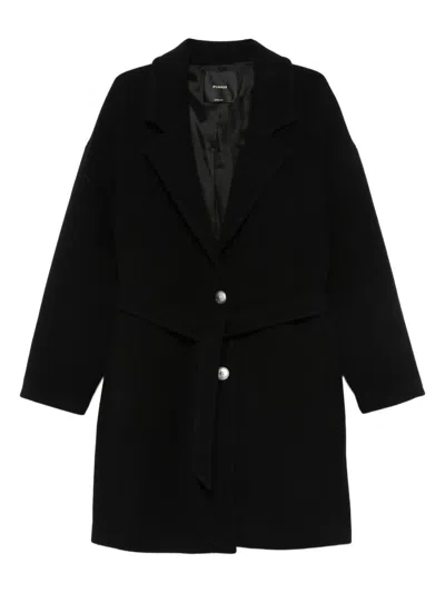 Pinko Belted Button-fastening Coat In Black