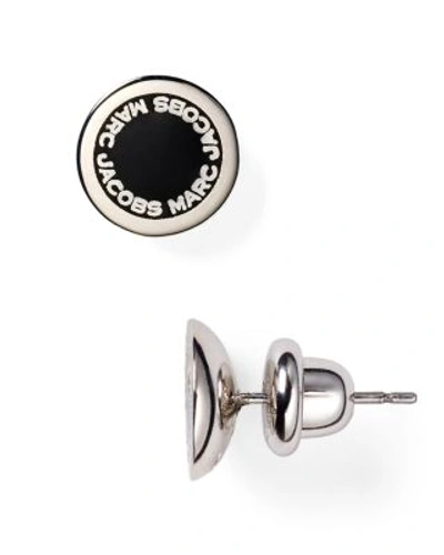 Marc Jacobs Enamel Logo Disc Stud Earrings In 068 Blk/arg | ModeSens