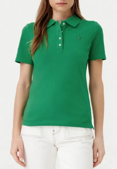 Tommy Hilfiger Women's Solid-color Signature Polo Top In Green