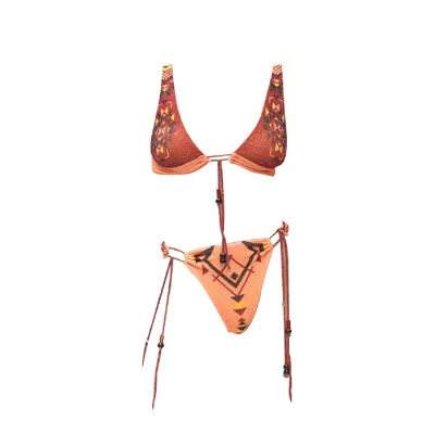 Me Fui - Triangle High, Slip Fisso Bordeaux/orange M21-0232x3 In Multi