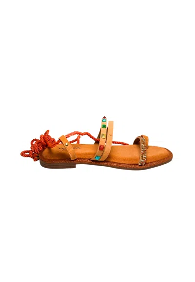 Tosca Blu Woman Thong Sandal Camel Size 8 Leather In Orange