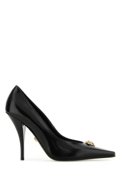 Versace 110mm La Medusa Leather Pumps With Heels In Black