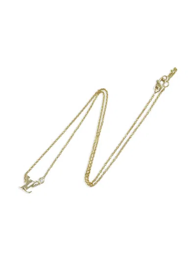 Pre-owned Louis Vuitton 2010s 18k Yellow Gold Monogram-pendant Diamond Necklace