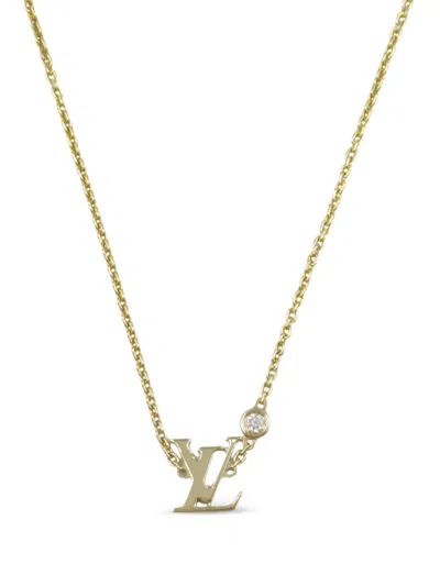 Pre-owned Louis Vuitton 2010s 18k Yellow Gold Monogram-pendant Diamond Necklace