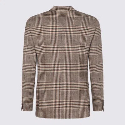 Lardini Checked Pattern Single-breasted Blazer With Front Pockets In Brown