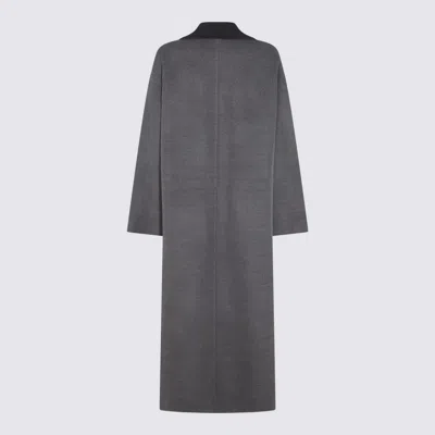 Fabiana Filippi Robe Coat With Notched Lapel And Pockets In Gray