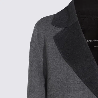 Fabiana Filippi Robe Coat With Notched Lapel And Pockets In Gray