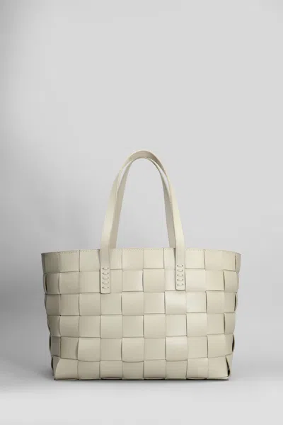 Dragon Diffusion Box Weave Basket Tote In Beige Leather In Sand