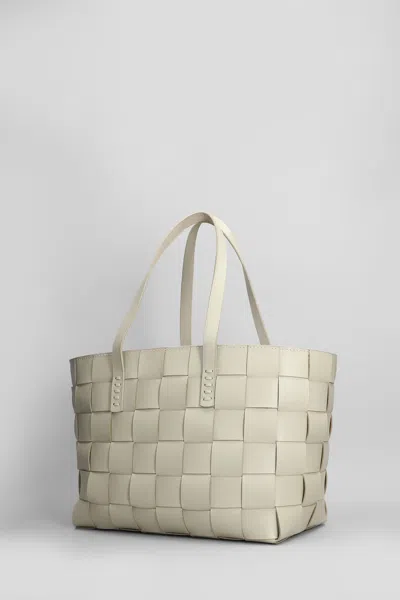 Dragon Diffusion Box Weave Basket Tote In Beige Leather In Sand