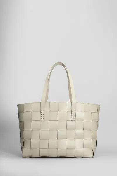 Dragon Diffusion Box Weave Basket Tote In Beige Leather In Sand
