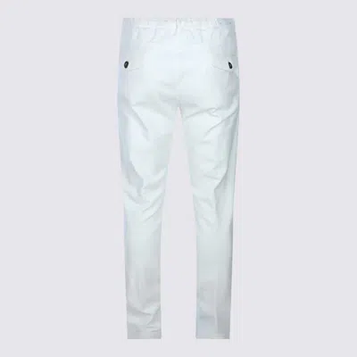 Eleventy Men White Pants With Elastic Drawstring Waist And Tapered Leg In Cotton Blend Stretch Woman In White