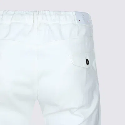 Eleventy Men White Pants With Elastic Drawstring Waist And Tapered Leg In Cotton Blend Stretch Woman In White