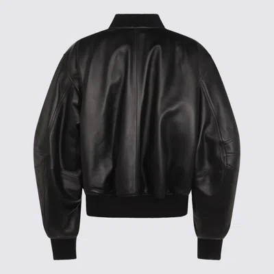 Attico The  Lamb Leather Bomber Jacket With Oversized Silhouette And Utility Pockets In Black