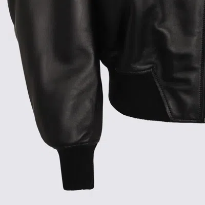 Attico The  Lamb Leather Bomber Jacket With Oversized Silhouette And Utility Pockets In Black