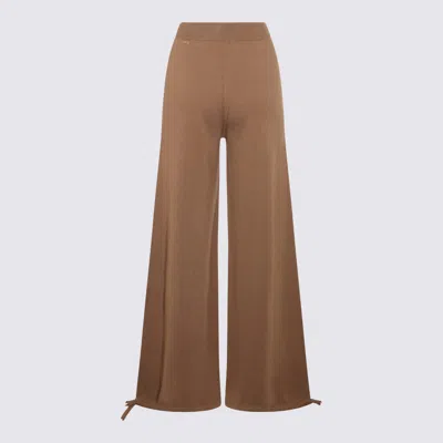 Max Mara Nigeria Wool Wide-leg Pants In Brown