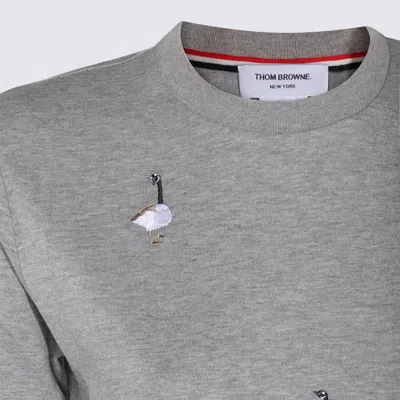 Thom Browne Knitwear Crewneck Embroidered Short Sleeves In Gray