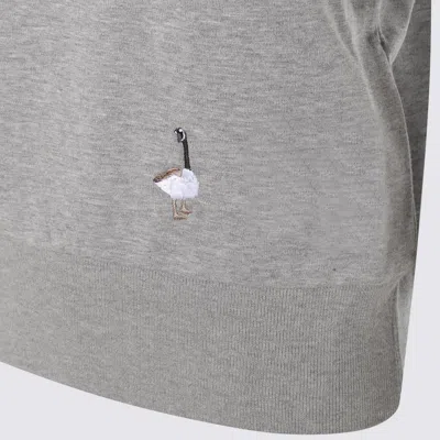 Thom Browne Knitwear Crewneck Embroidered Short Sleeves In Gray