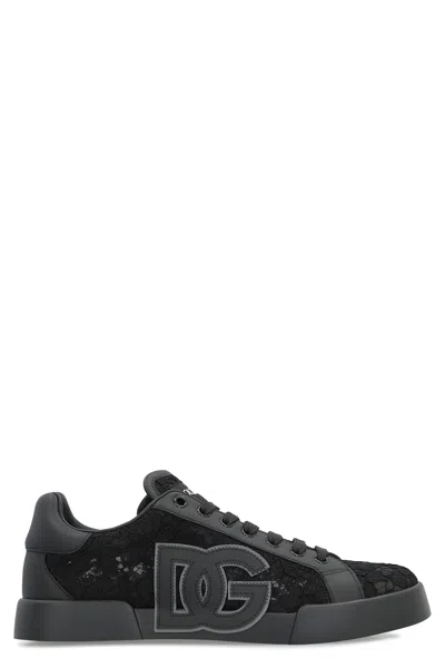 Dolce & Gabbana Taormina Casual Low-top Lace Sneakers In Black