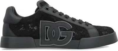 Dolce & Gabbana Taormina Casual Low-top Lace Sneakers In Black