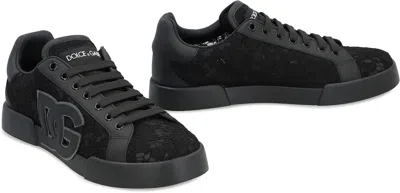 Dolce & Gabbana Taormina Casual Low-top Lace Sneakers In Black
