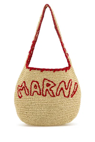 Marni Borsa A Spalla Nassa Piccola In Rafia Donna In Red