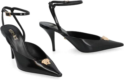 Versace Medusa Patent Calfskin Stiletto Pump In Black