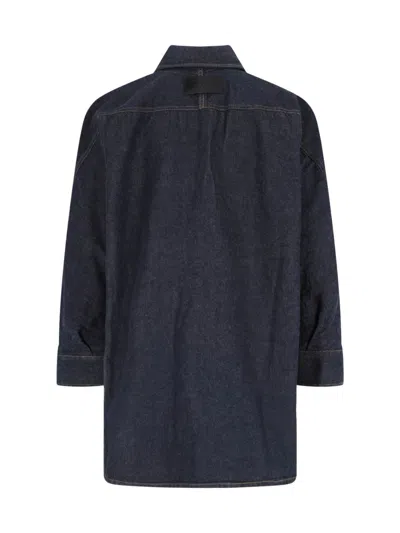 Givenchy Collared Neck Structured Long Sleeves Top In Blue