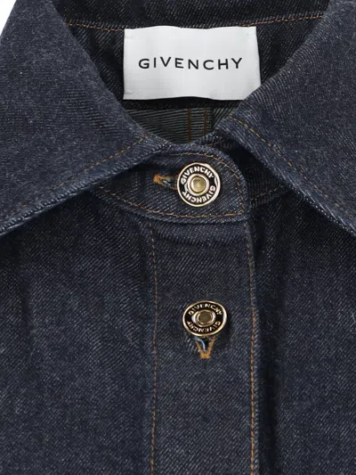 Givenchy Collared Neck Structured Long Sleeves Top In Blue