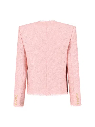 Balmain Giacca In Tweed Rosa Donna In Pink