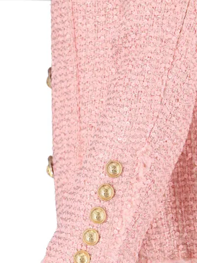 Balmain Giacca In Tweed Rosa Donna In Pink