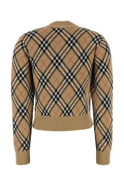 Burberry Check Wool Zip-up Cardigan In Brown
