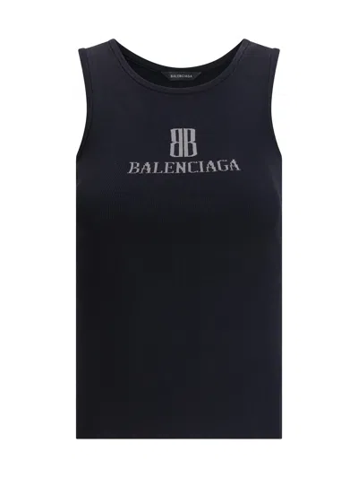 Balenciaga Black Nano Bb Tank Top In Blue