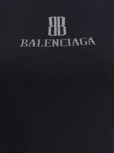 Balenciaga Black Nano Bb Tank Top In Blue