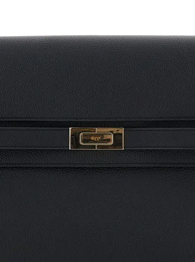 Tory Burch Chloé Sand Canvas Carry Shoulder Bag In Black