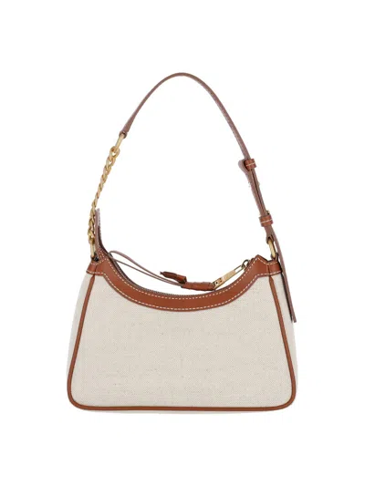 Balmain Shoulder Bag With Adjustable Strap And Chain Detail In Brown